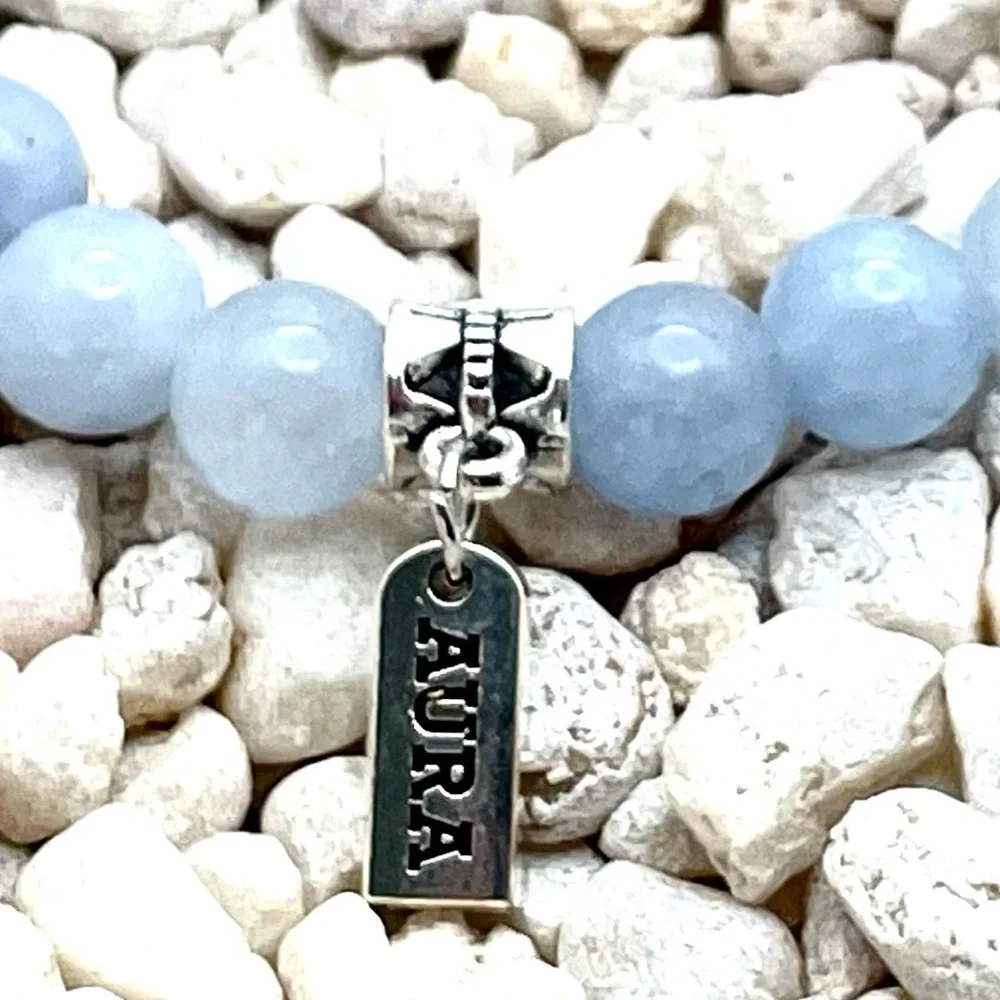 3 bracelets 2 aqua marine and 1 white quartz with Swarovski crystal pave - Picture 4 of 5